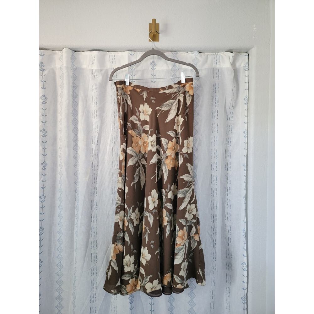 Jones New York Vintage Silk Midi Floral Skirt